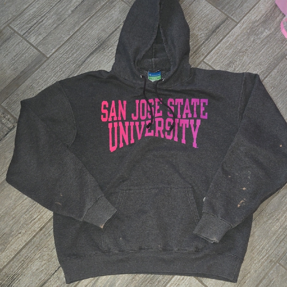Champion Black Hoodie with Pink Print